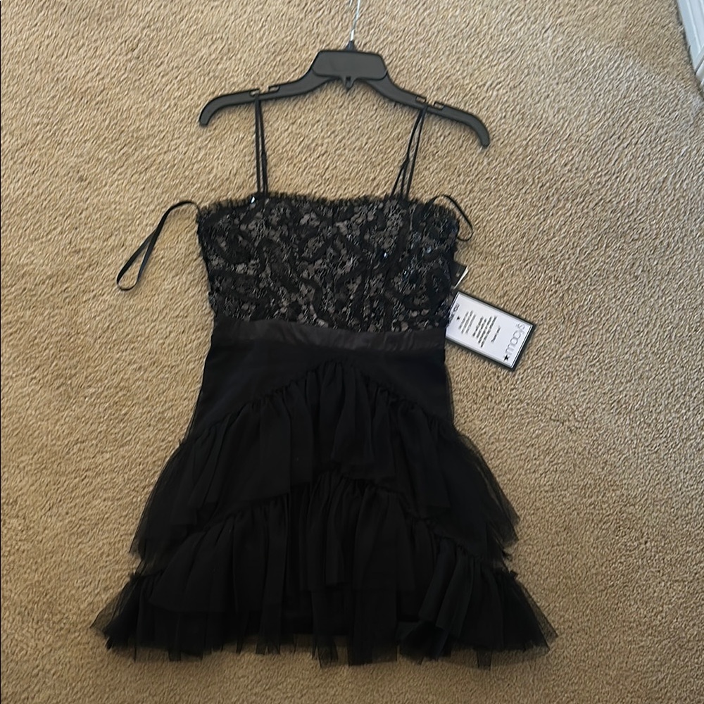 Black Lace Tiered Dress